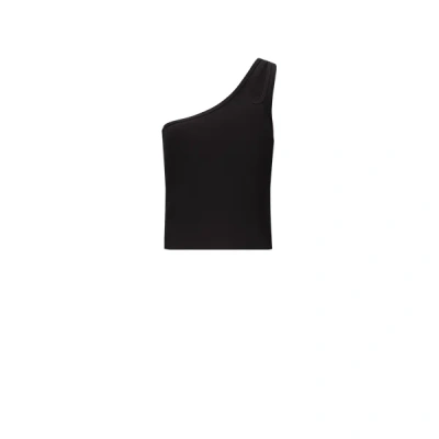 Saison 1865 Asymmetric Ribbed Top In Black
