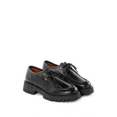 Saison 1865 Calfskin Leather Lace-up Loafers In Black