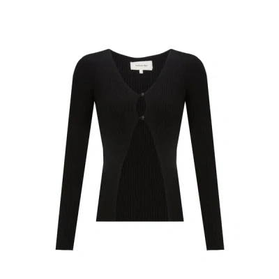 Saison 1865 Ribbed Knit Cardigan In Black