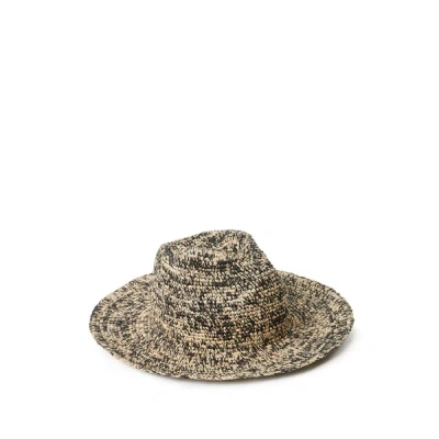 Saison 1865 Chapeau En Paille Tacheté Fedora In Noir