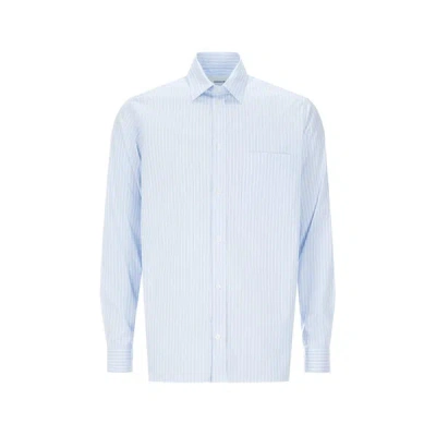 Saison 1865 Striped Cotton Shirt In Blue