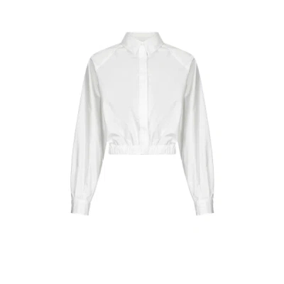 Saison 1865 Cropped Cotton Shirt In White