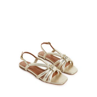 Saison 1865 Flat Leather Sandals In Gold