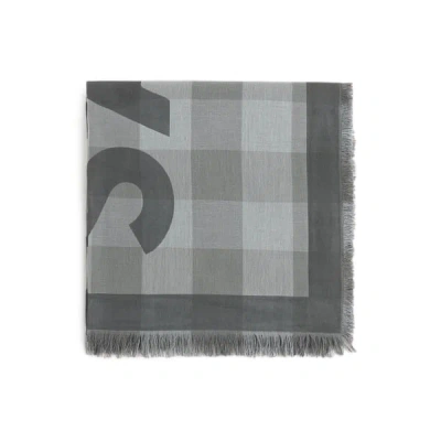 Saison 1865 Cotton Check Scarf In Gray