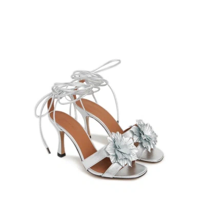 Saison 1865 Heeled Leather Sandals In Metallic