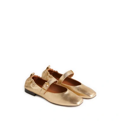 Saison 1865 Leather Ballet Flats In Golden