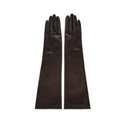 Saison 1865 Long Leather Gloves In Black
