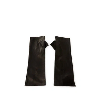 Saison 1865 Leather Fingerless Gloves In Black