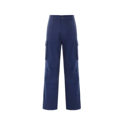 Saison 1865 Cotton Cargo Pants In Blue