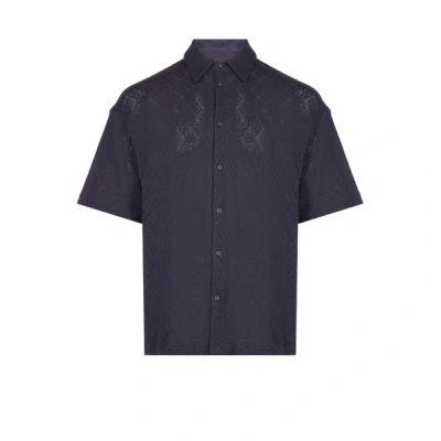 Saison 1865 Perforated Cotton Shirt In Multi