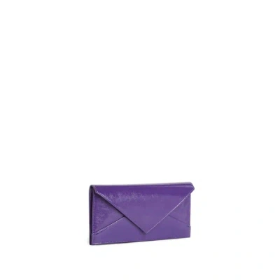 Saison 1865 Patent Leather Clutch In Purple