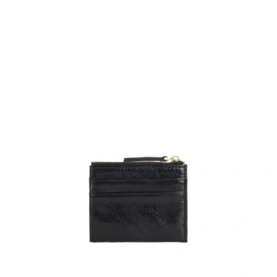 Saison 1865 Leather Card Holder With Chain In Black