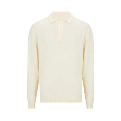 Saison 1865 Cotton And Linen Knit Polo Shirt In Yellow