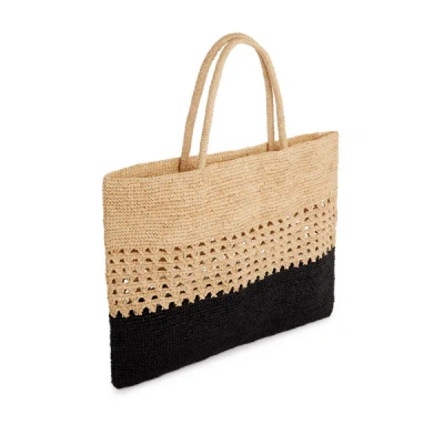 Saison 1865 Raffia Beach Bag In Black