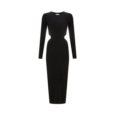 Saison 1865 Ribbed Knit Midi Dress In Black