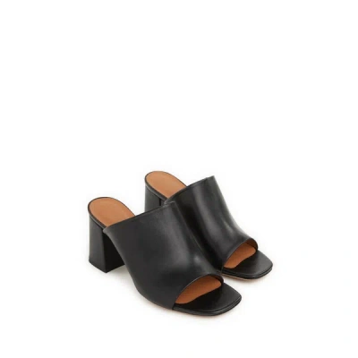 Saison 1865 Sheepskin Leather Mules In Black