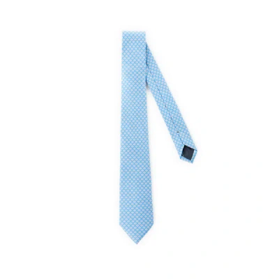 Saison 1865 Silk Printed Ties In Blue