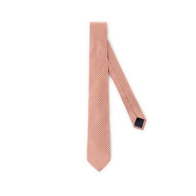 Saison 1865 Silk Printed Ties In Orange