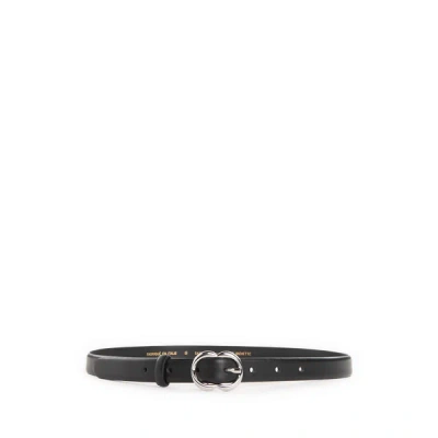 Saison 1865 Slim Leather Belt In Black