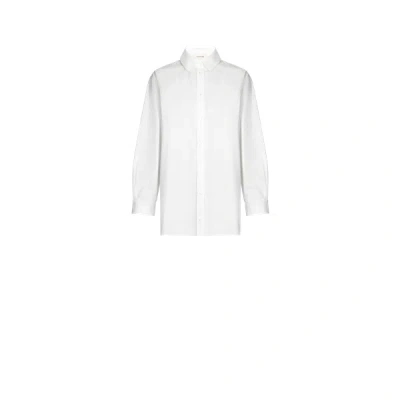 Saison 1865 Straight Long Cotton Shirt In White