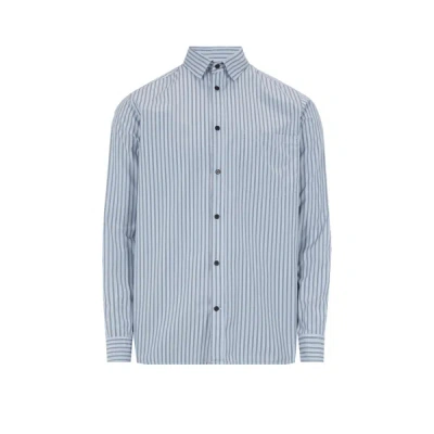 Saison 1865 Striped Cotton Poplin Shirt In Blue