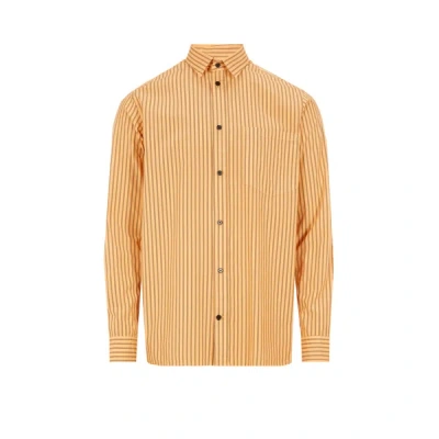 Saison 1865 Striped Cotton Poplin Shirt In Orange