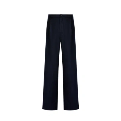Saison 1865 Striped Wool Trousers In Black