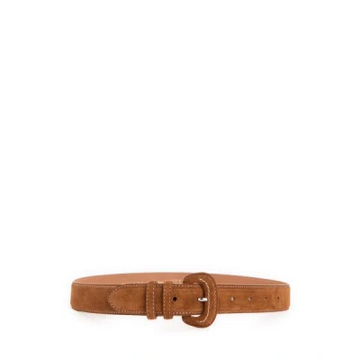 Saison 1865 Suede Leather Belt In Brown