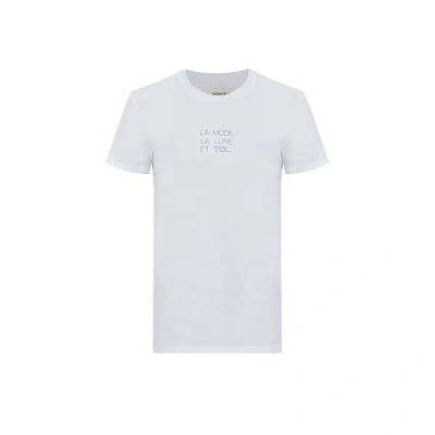 Saison 1865 T-shirt With Embroidered Inscription In White
