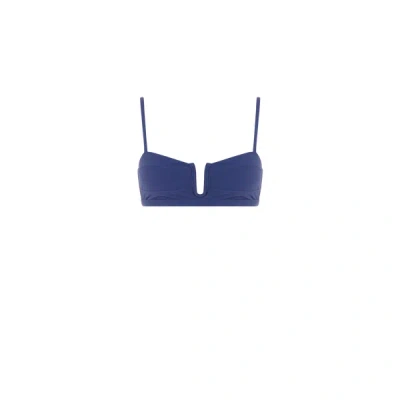 Saison 1865 Textured Bikini Top In Blue