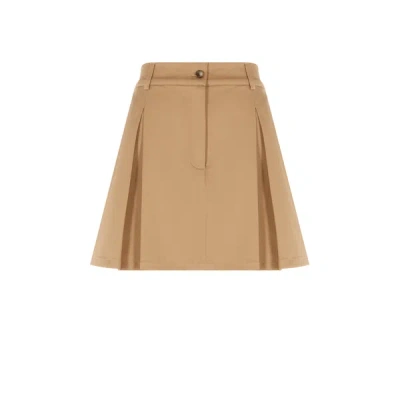 Saison 1865 Wool And Cotton Mini Skirt In Brown