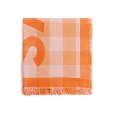 Saison Cotton Check Scarf In Orange