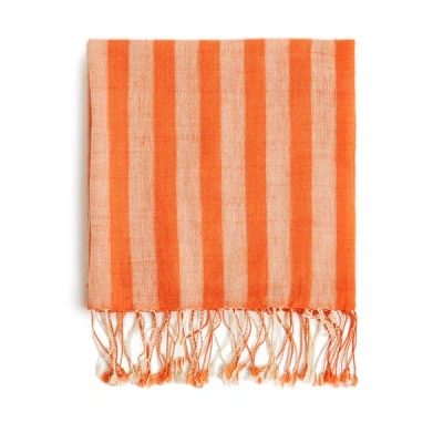 Saison Wool And Cotton Blend Scarf In Orange