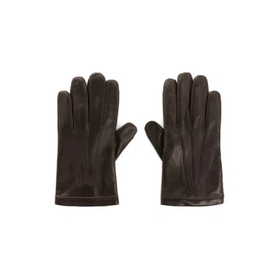 Saison Gloves With Leather Trim Details In Brown