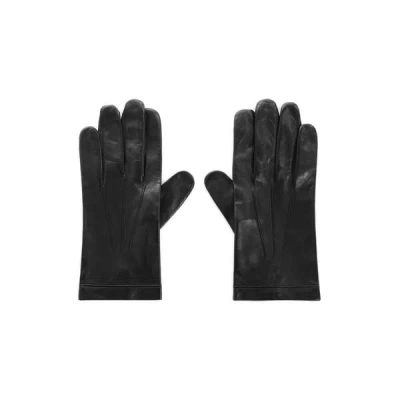 Saison Gloves With Leather Trim Details In Black