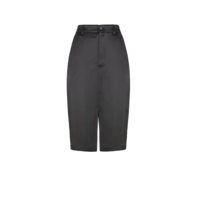 Saison Satin Pencil Skirt In Black