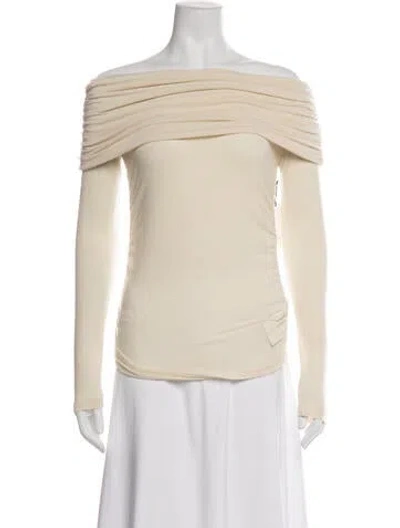 Pre-owned Saison Off-the-shoulder Long Sleeve Top In Neutrals