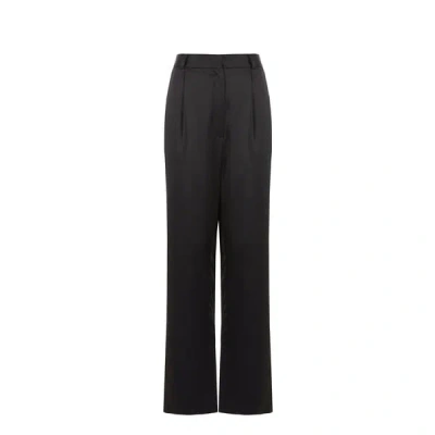 Saison Satin-effect Tailored Trousers In Black