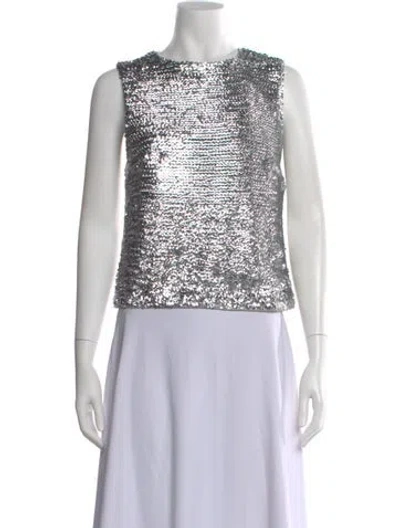 Pre-owned Saison Patterned Crew Neck Top In White