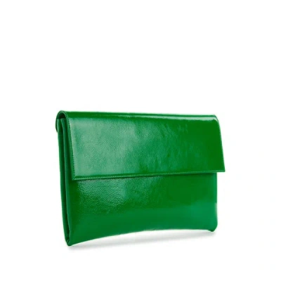 Saison Pochette En Cuir Verni In Green