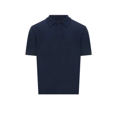 Saison Linen And Cotton Polo Shirt In Blue