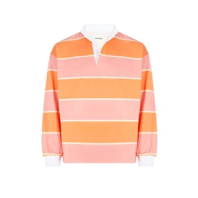 Saison Striped Cotton Polo Shirt In Orange