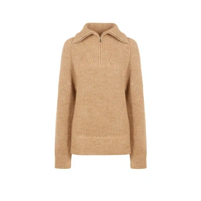 Saison Wool-blend Half-zip Jumper In Marron