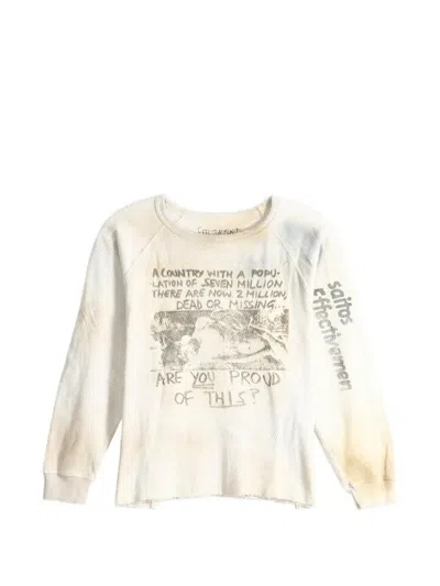Saitos Are You Proud? Waffle-knit Long-sleeve T-shirt In Neutral