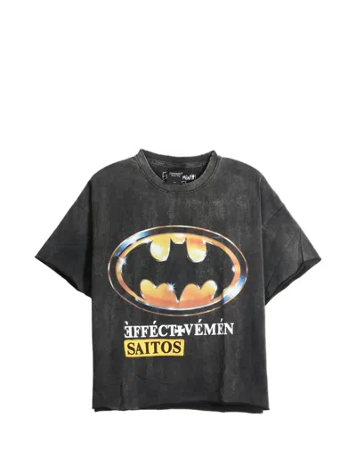 Saitos Batman Patch Distressed T-shirt In Gray