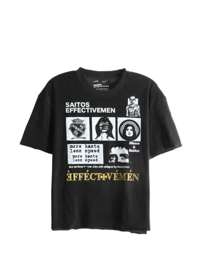 Saitos Graphic-print Cotton T-shirt In Black
