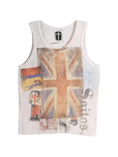 Saitos Graphic-print Distressed Tank In Neutral