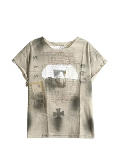 Saitos Graphic-print Distressed T-shirt In Gray