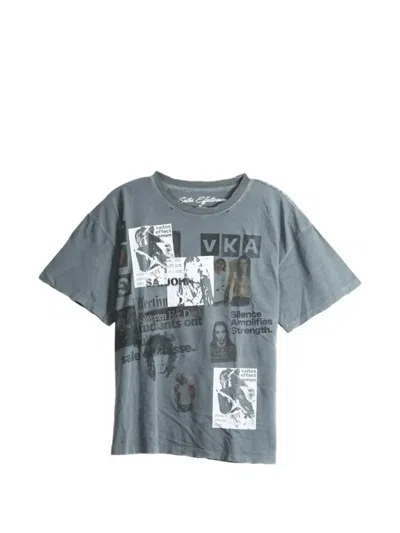 Saitos Graphic-print Distressed T-shirt In Gray