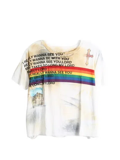 Saitos Graphic-print Distressed T-shirt In Neutral